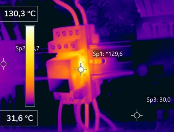 Análisis termográfico de temperatura en cuadro eléctrico